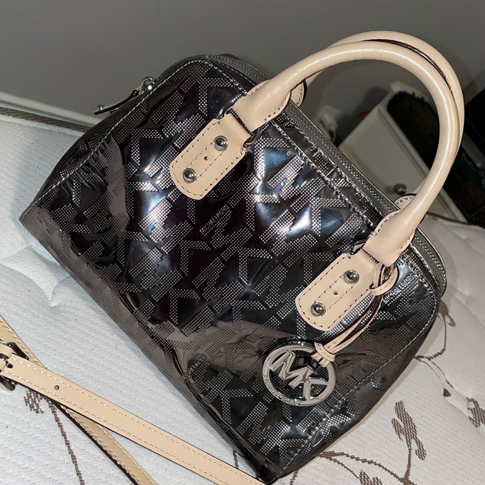 Metallic gun metal Michael kors purse Y2K
